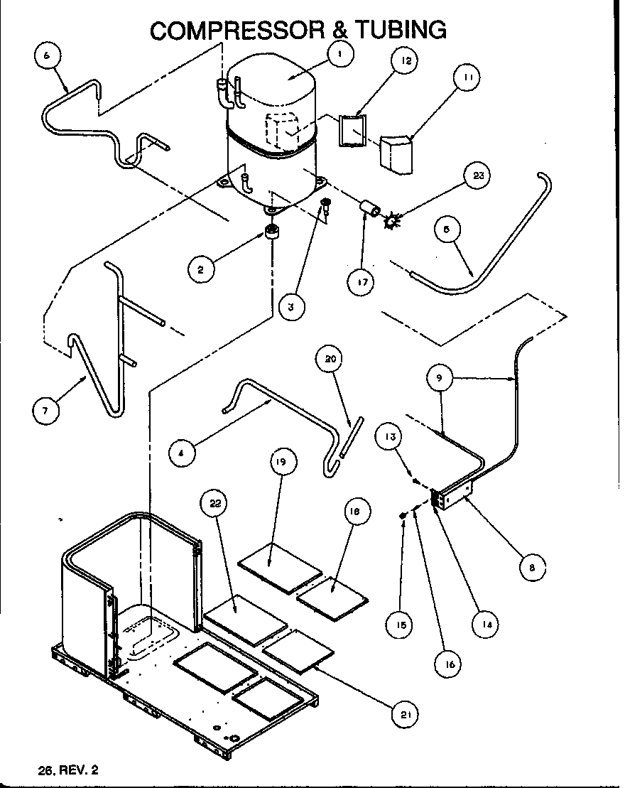 Amana PGA30B0702A/P1154005C compressor & tubing (pga24b0452a/p1164601c) (pga24b0702a/p1154002c) (pga24b0702a/p1164602c) (pga24b0902a/p1154003c) (pga24b0452a/p1154001c) (pga24b0902a/p1164603c) (pga30b0452a/p1164604c) (pga30b0452a/p1154004c) (pga30b0702a/p1154005c) (pga30b0902a/p11646 diagram