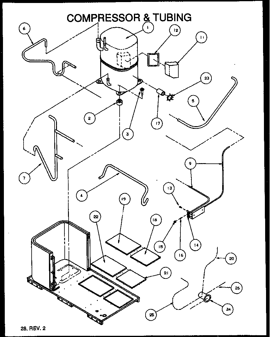 Amana PGA30B0702A/P1154005C compressor & tubing (pga42b1152a/p1154103c) (pga42b0903a/p1154102c) (pga42b1153a/p1154104c) (pga42b0902a/p1154101c) (pga48b0902b/p1154111c) (pga48b0903a/p1154106c) (pga48b0903b/p1154112c) (pga48b0904a/p1154117c) (pga48b1152a/p1154107c) (pga48b1152b/p11541 diagram