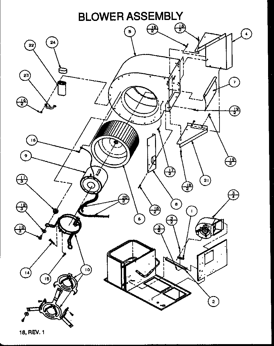 Amana PHA42B0001A/P1153901C blower assembly diagram
