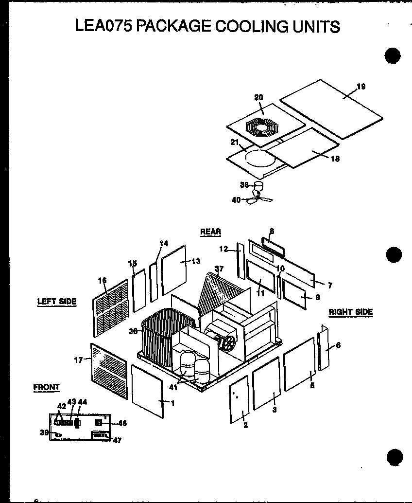 Amana LEA125A003A/P1160405C lea075 package cooling units (lea075a003a/p1160401c) (lea075a004a/p1160402c) diagram