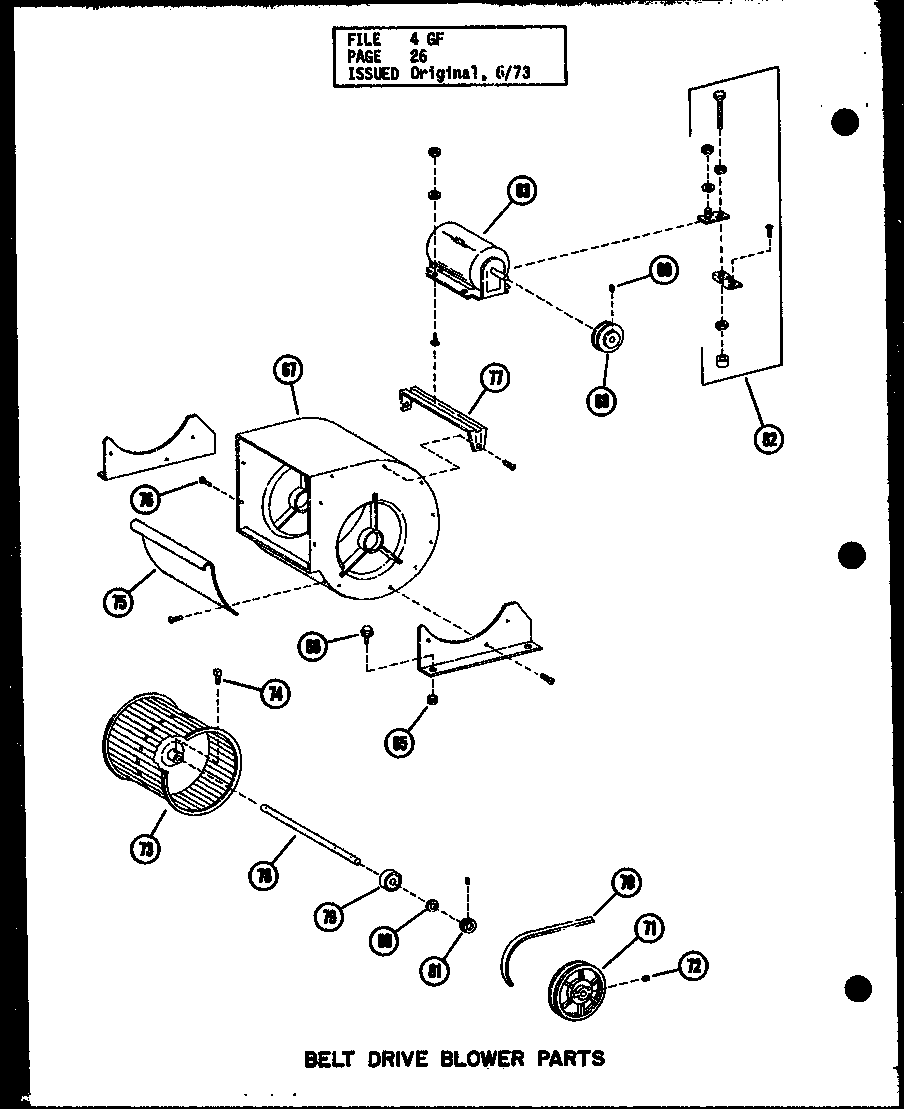 Amana GS-100D-4/P96140-6F belt drive blower parts (gs-80p/p96261-2f) (gs-80p/p96287-2f) diagram