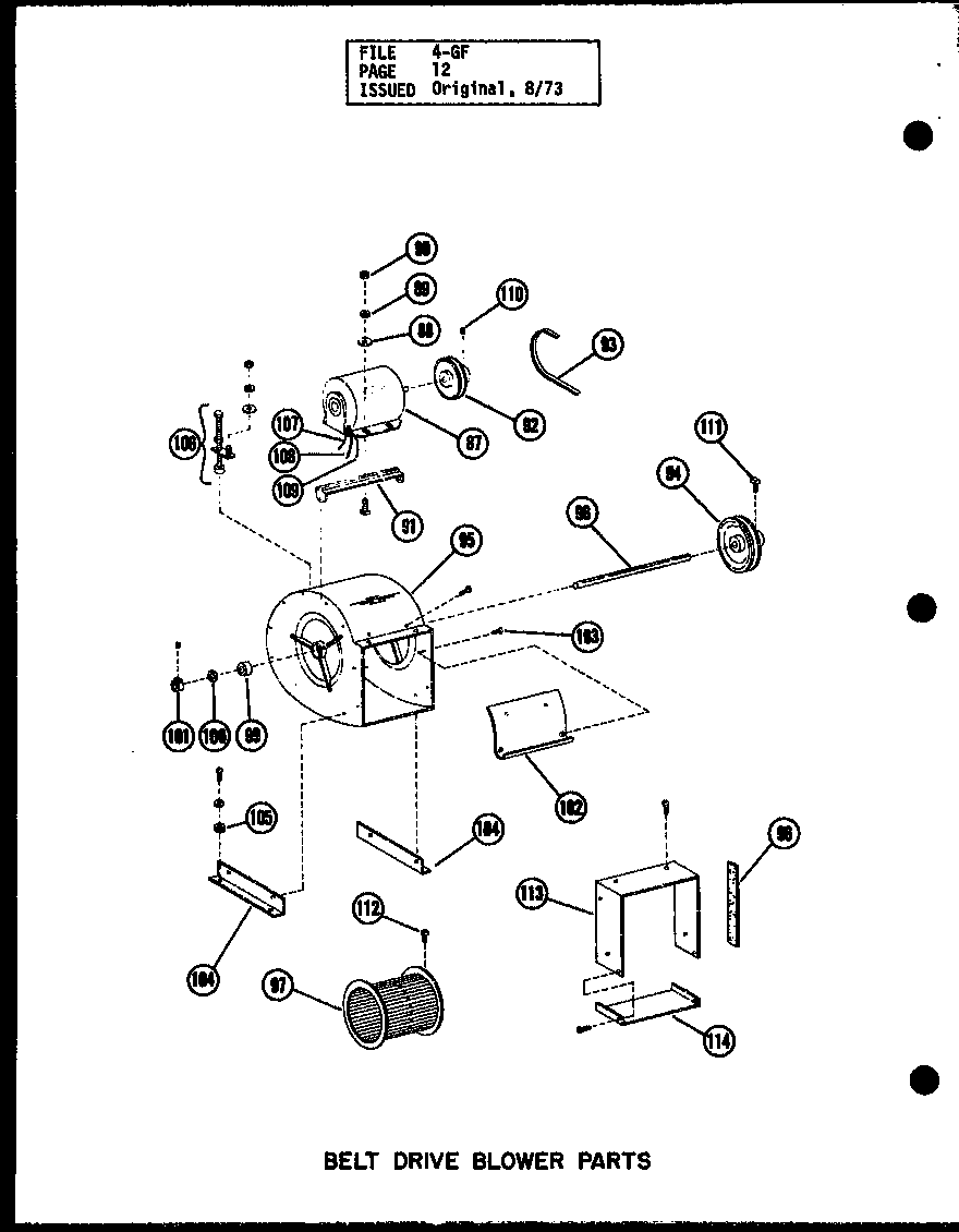 Amana GL-200E/P96253-8F belt drive blower parts (gl-105e-3/p96253-2f) (gl-105e-3/p96302-2f) (gl-120e-4/p96253-4f) (gl-120e-4/p96302-4f) (gl-140e-5/p96253-6f) (gl-140e-5/p96302-6f) diagram