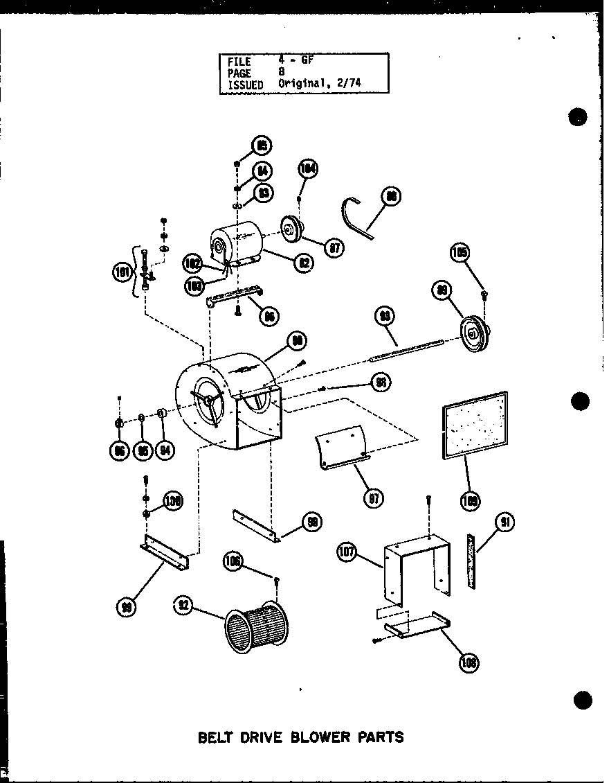 Amana GL-105E/P96328-1F belt drive blower parts (gl-105e/p96328-1f) (gl-120e/p96328-3f) (gl-140e/p96328-5f) (gl-160e/p96328-7f) diagram