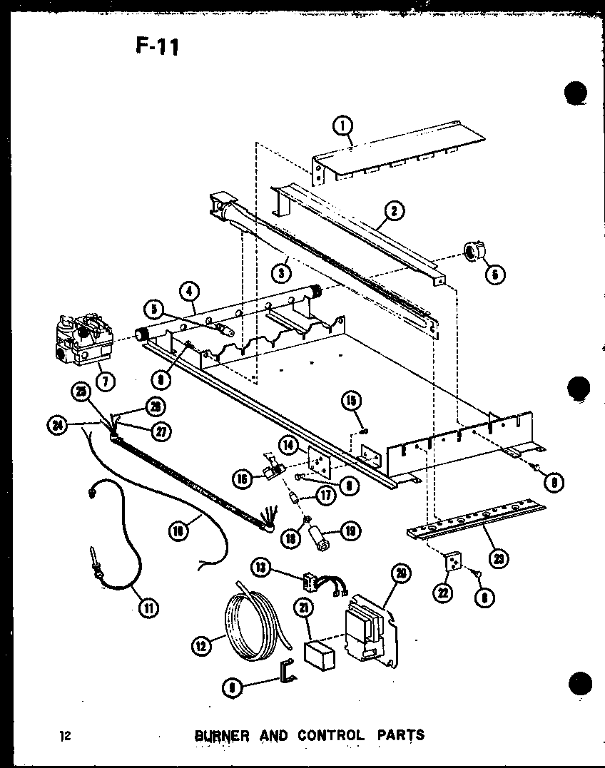 Amana GS120DG-R4/P96561-3F burner and control parts diagram