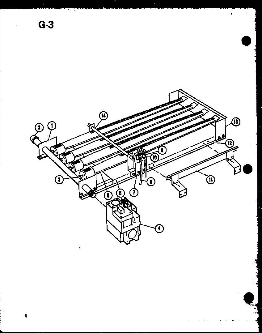 Amana GSE60DM-4/P96594-1F gas burners and manifold diagram