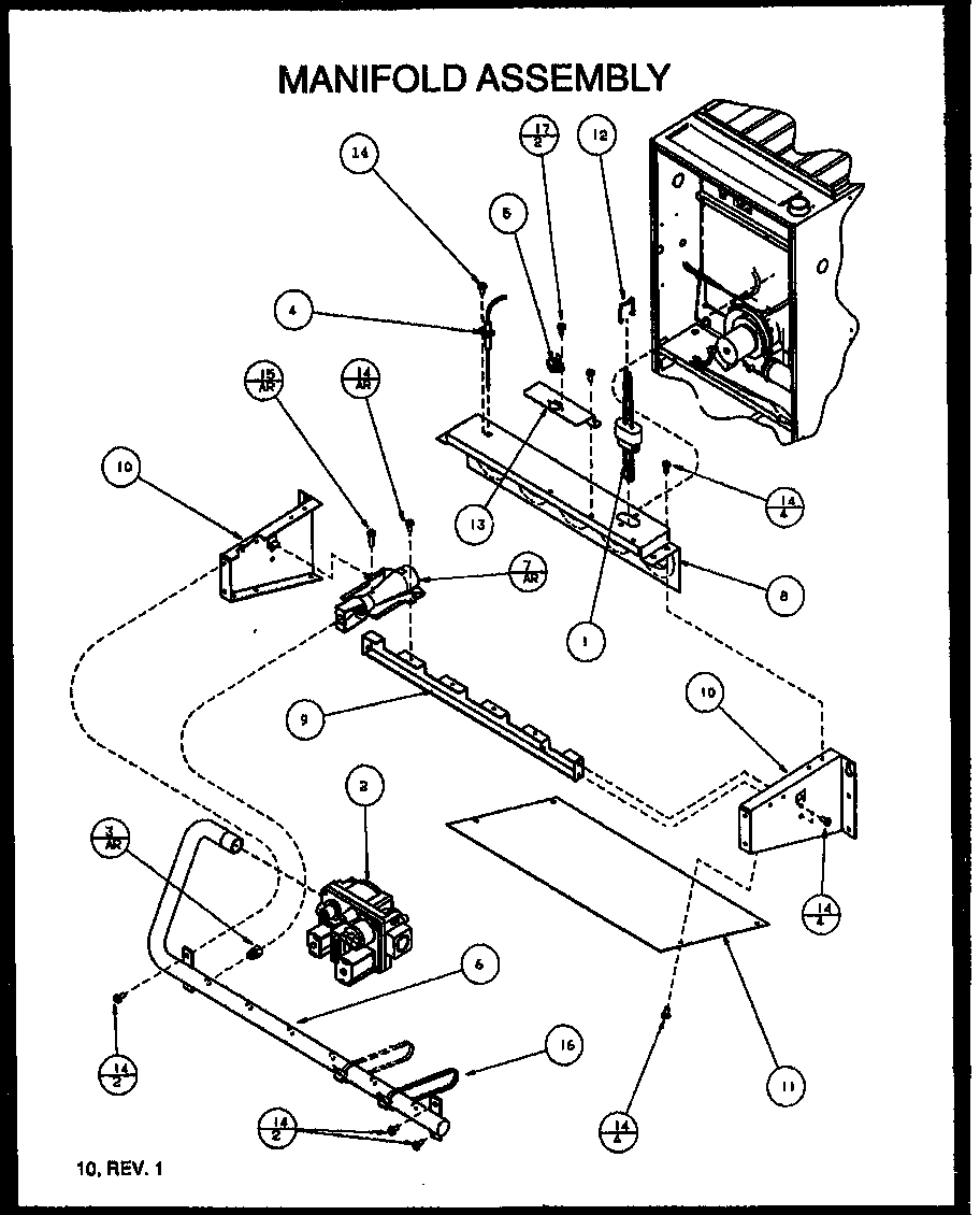 Amana GUX070X30A/P1161708F manifold assembly diagram