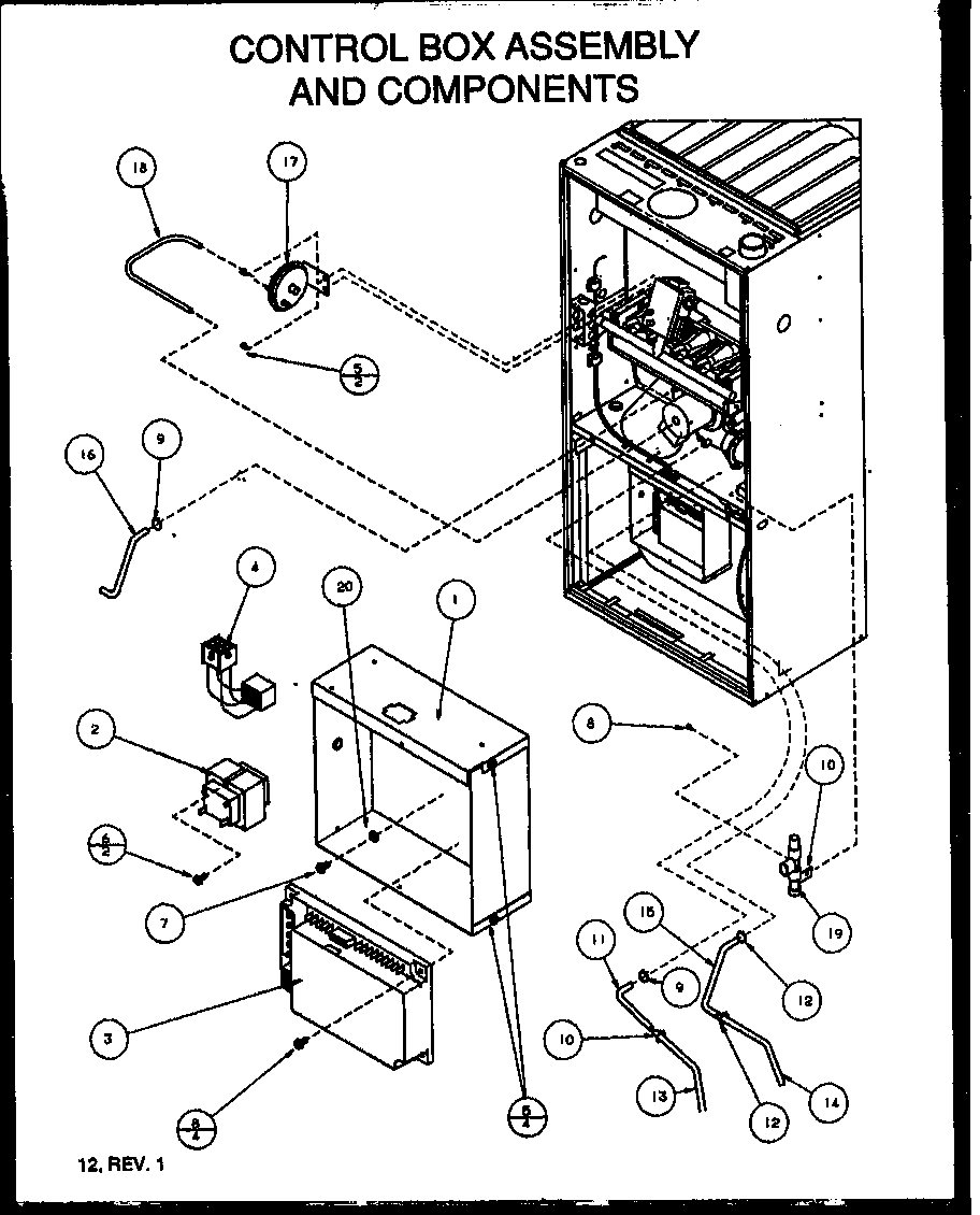 Amana GUX070X30A/P1161708F control box assembly and components diagram