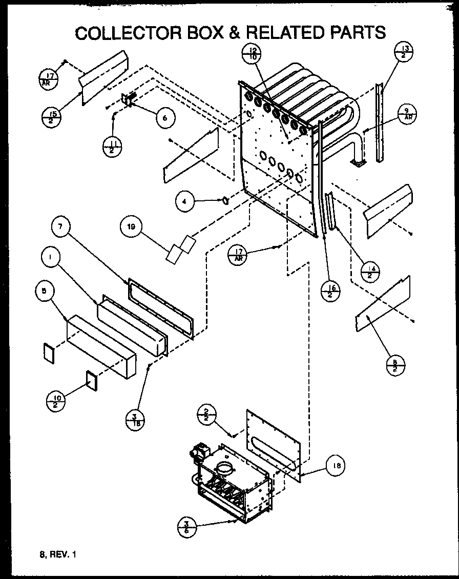Amana GUD090X35A/P1164510F collector box & related parts diagram