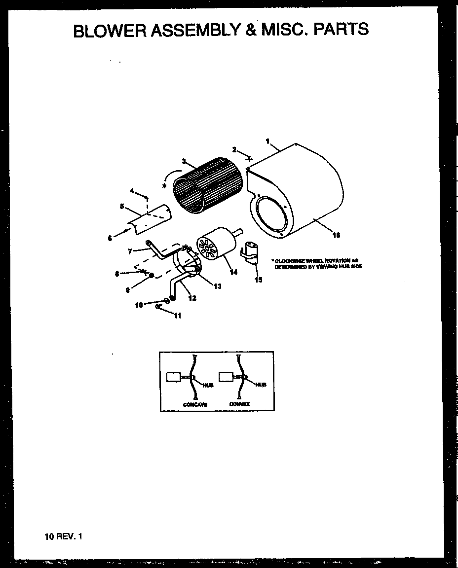 Amana GSC125A50A/P1163904F blower assembly & misc. parts diagram