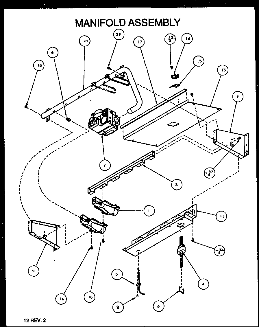 Amana GCI140D50A/P1155308F manifold assembly diagram