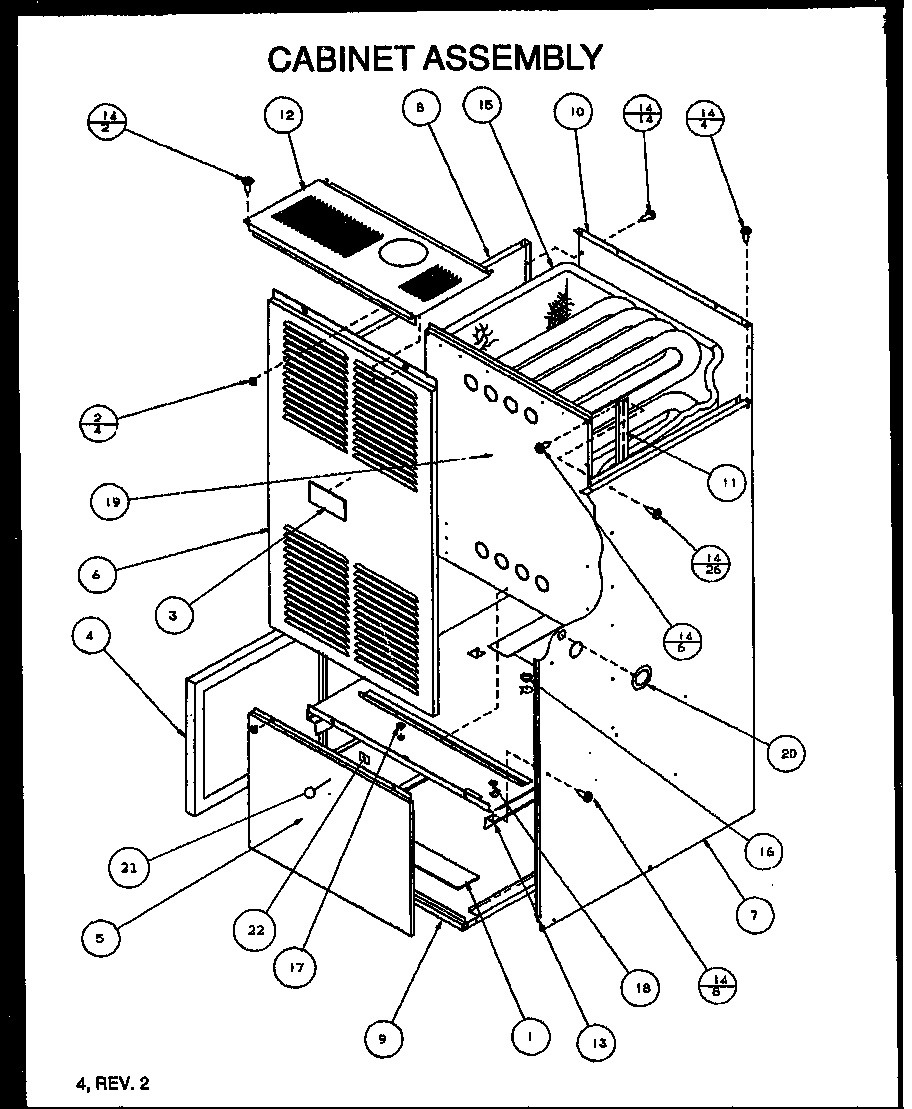 Amana GUI140E35A/P1159915F cabinet assembly diagram