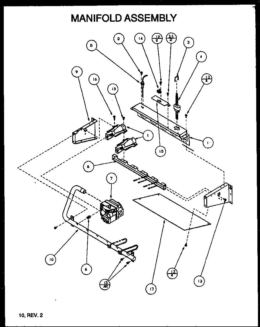 Amana GUI140E35A/P1159915F manifold assembly diagram