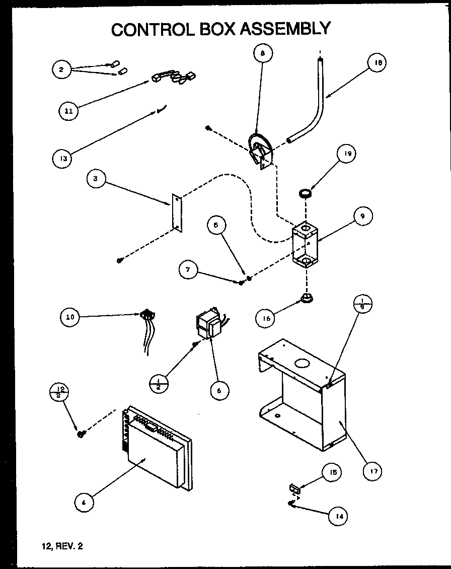 Amana GUI140E35A/P1159915F control box assembly diagram