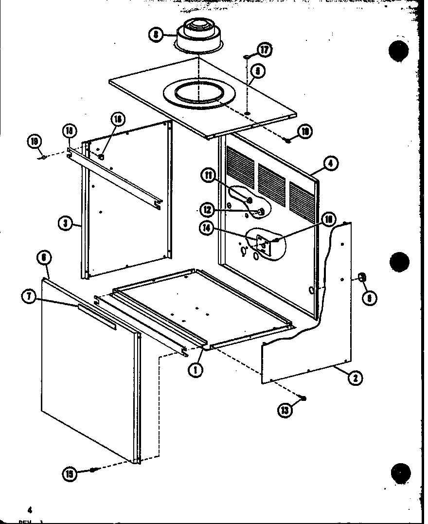Amana ERGW0012-1A/P68191-1F cabinet assembly diagram