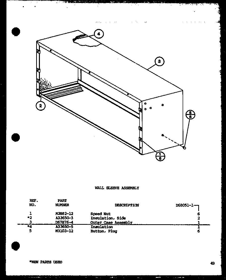 Amana PTH12-400A/P69003-8R wall sleeve assembly diagram