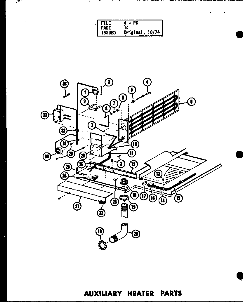 Amana PK5-1J/P55197-4C auxiliary heater parts (d54444-1/p54444-1c) (d54444-2/p54444-2c) diagram