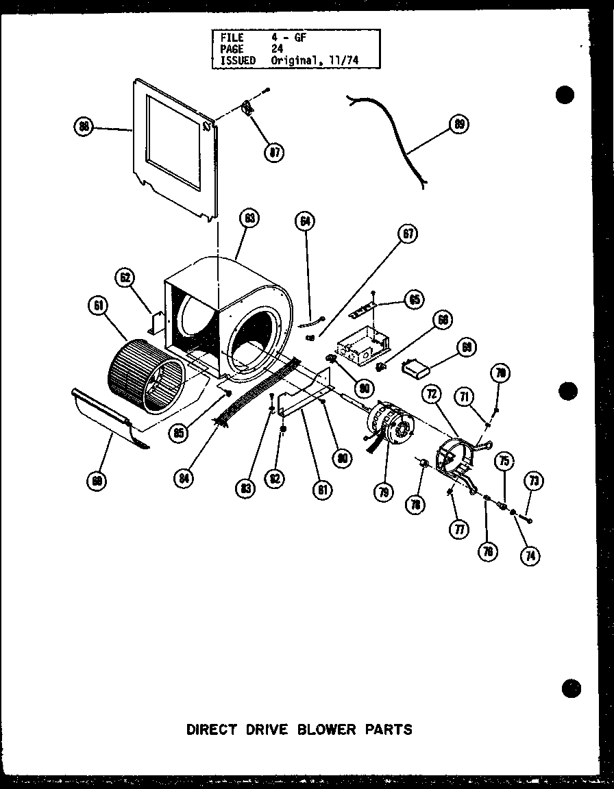 Amana GC80DF-3/P96331-14F direct drive blower parts (gs80de-r3/p96362-1f) (gs100de-r4/p96362-2f) (gs120de-r4/p96362-3f) (gs140de-r5/p96362-4f) diagram