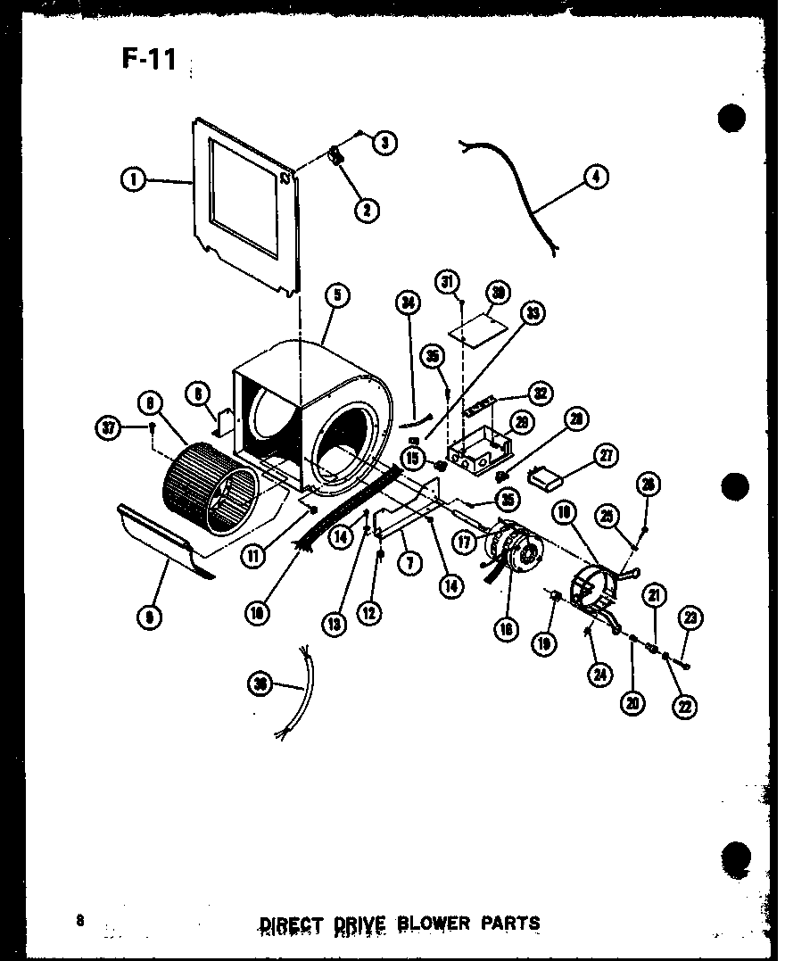 Amana GS140DA-R5/P96362-9F direct drive blower parts diagram