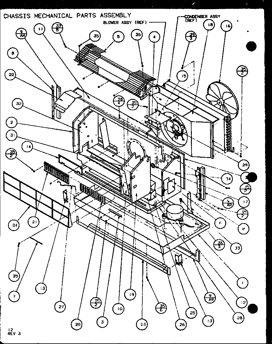 Amana PTH09400F/P1102701R chassis mechanical parts assembly (pth07300e/p9806801r) (pth07400e/p9806901r) (pth07300ec/p9811801r) (pth07400ec/p9872301r) diagram