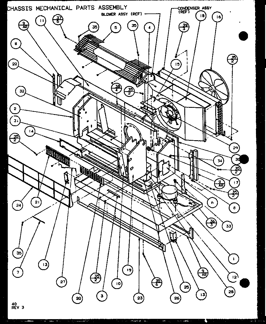 Amana PTH09400F/P1102701R chassis mechanical parts assembly (pth09300f/p1102601r) (pth09400f/p1102701r) (pth09300fc/p1103001r) (pth09400fc/p1103101r) diagram