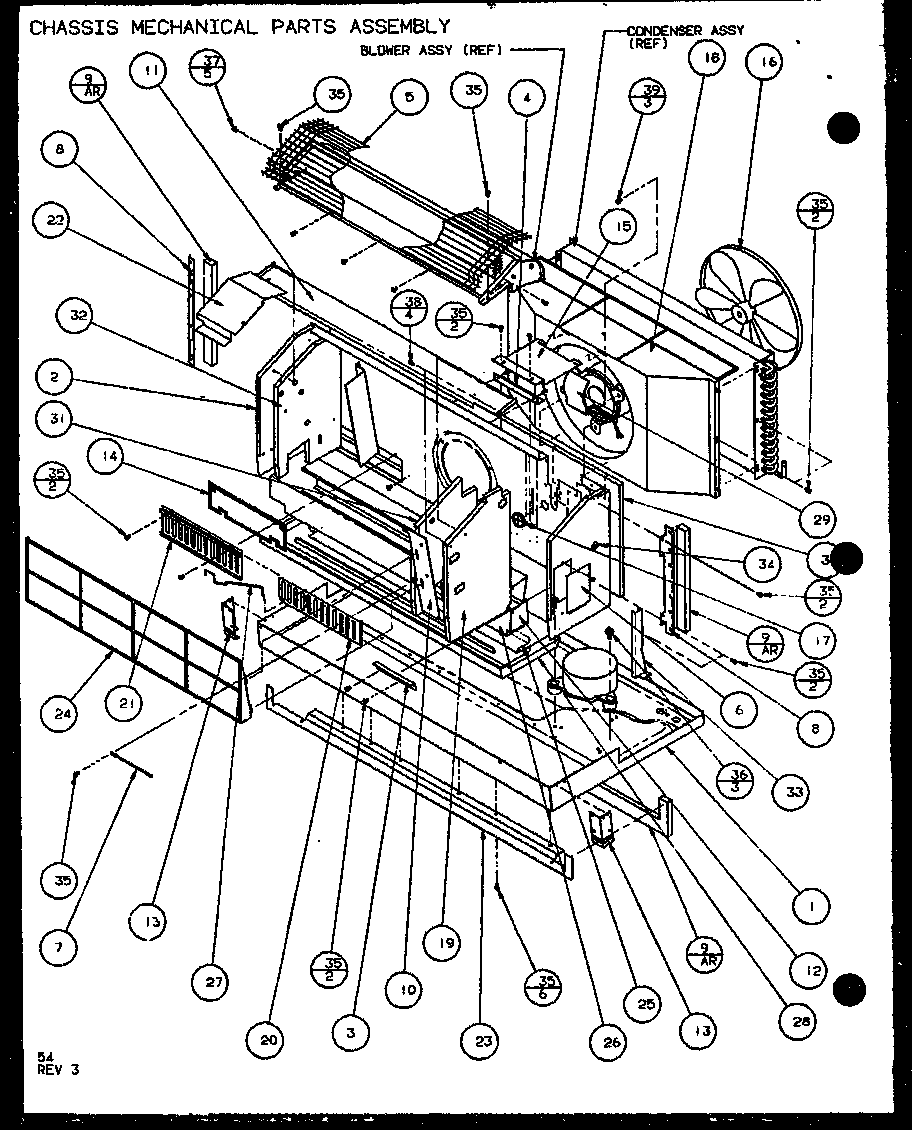 Amana PTH09400F/P1102701R chassis mechanical parts assembly (pth12300e/p9806815r) (pth12400e/p9806915r) (pth12300ec/p9811815r) (pth12400ec/p9872315r) diagram