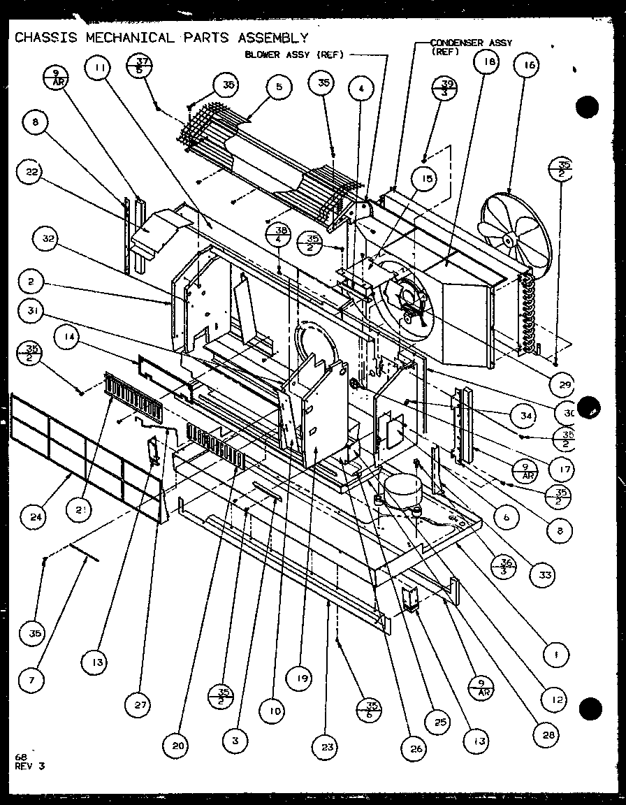 Amana PTH09400F/P1102701R chassis mechanical parts assembly (pth12300e/p9806829r) (pth12400e/p9806929r) (pth12300ec/p9811829r) (pth12400ec/p9872329r) diagram