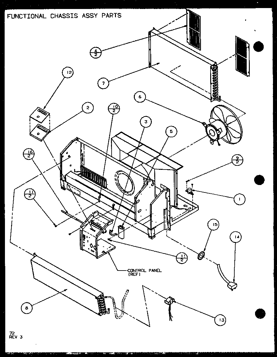 Amana PTH09400F/P1102701R functional chassis assy parts (pth12300e/p9806829r) (pth12400e/p9806929r) (pth12300ec/p9811829r) (pth12400ec/p9872329r) diagram