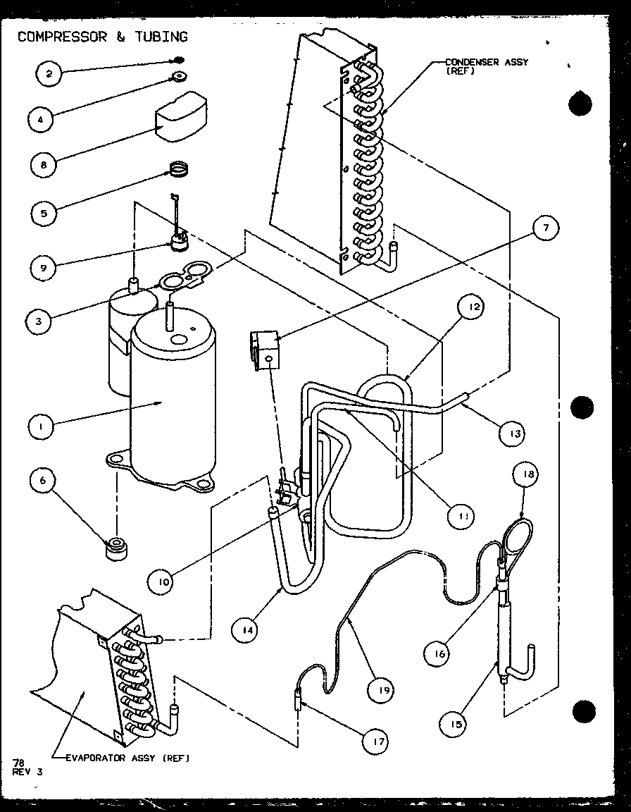 Amana PTH09400F/P1102701R compressor & tubing (pth12300e/p9806829r) (pth12400e/p9806929r) (pth12300ec/p9811829r) (pth12400ec/p9872329r) diagram