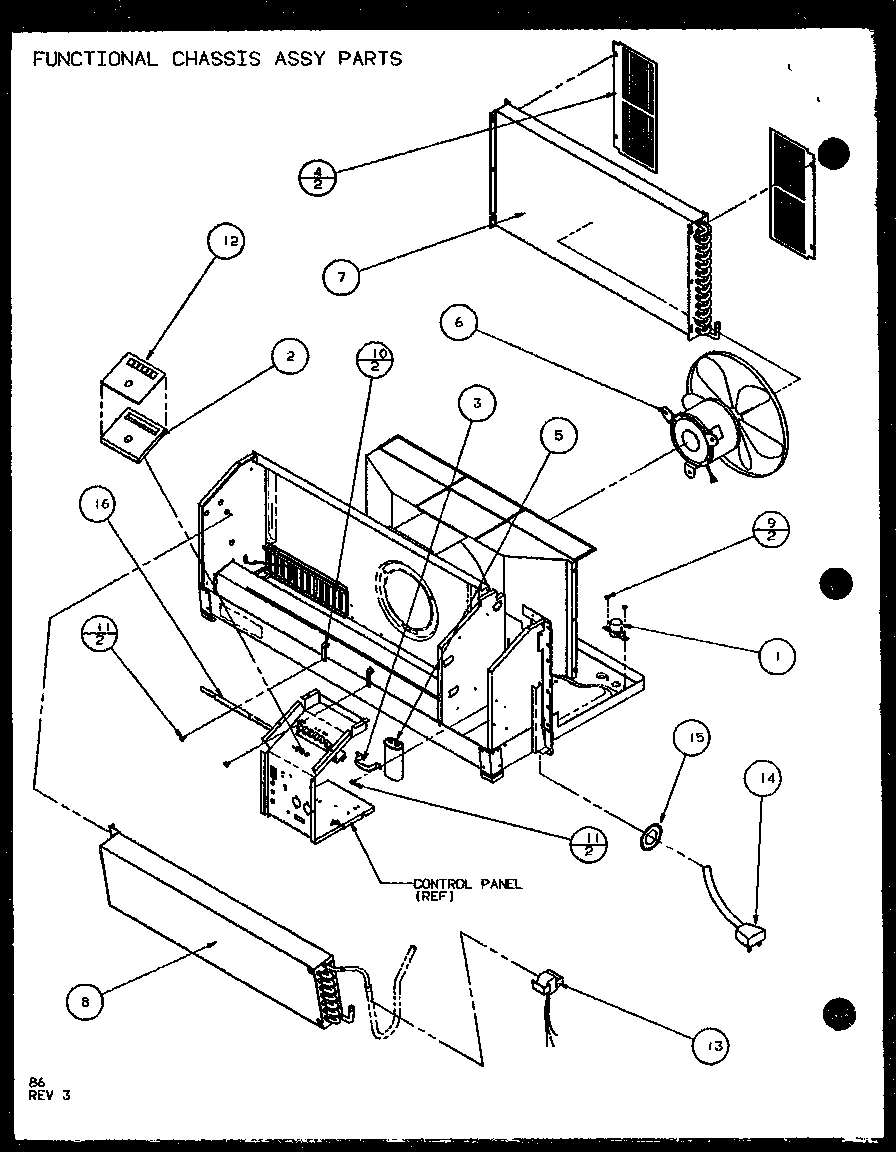 Amana PTH09400F/P1102701R functional chassis assy parts (pth15300e/p9806822r) (pth15400e/p9806922r) (pth15300ec/p9811822r) (pth15400ec/p9872322r) diagram