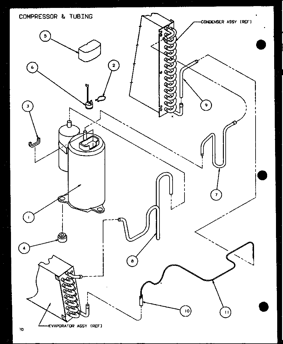 Amana 230/208V.,4.0KW compressor & tubing (ptc07300e/p9999701r) (ptc07400e/p9806701r) (ptc07300ec/p9811701r) (ptc07400ec/p9872401r) diagram