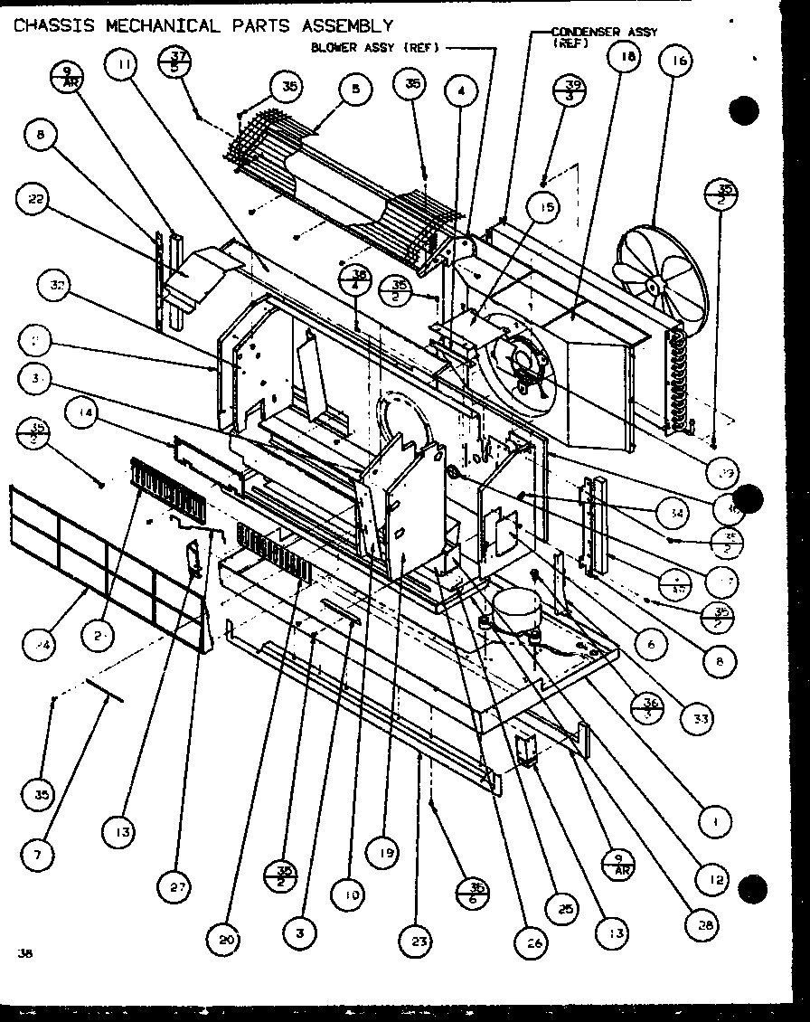 Amana 230/208V.,4.0KW chassis mechanical parts assembly (ptc12300e/p9999715r) (ptc12400e/p9806715r) (ptc12300ec/p9811715r) (ptc12400ec/p9872415r) diagram