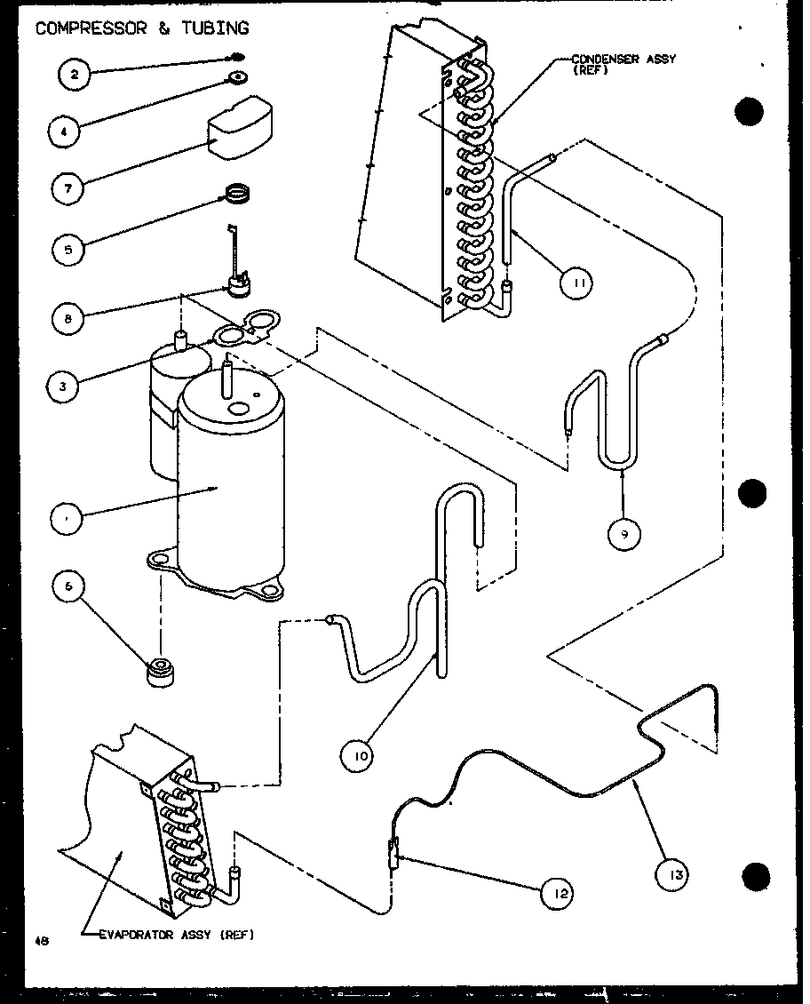 Amana 230/208V.,4.0KW compressor & tubing (ptc12300e/p9999715r) (ptc12400e/p9806715r) (ptc12300ec/p9811715r) (ptc12400ec/p9872415r) diagram