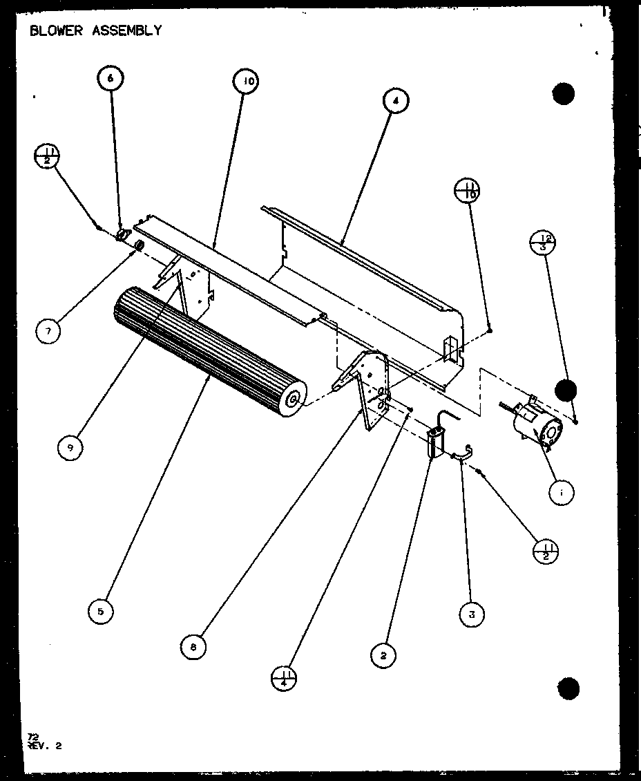 Amana 230/208V.,4.0KW blower assembly (ptc15300e/p9999722r) (ptc15400e/p9806722r) (ptc15300ec/p9811722r) (ptc15400ec/p9872422r) diagram