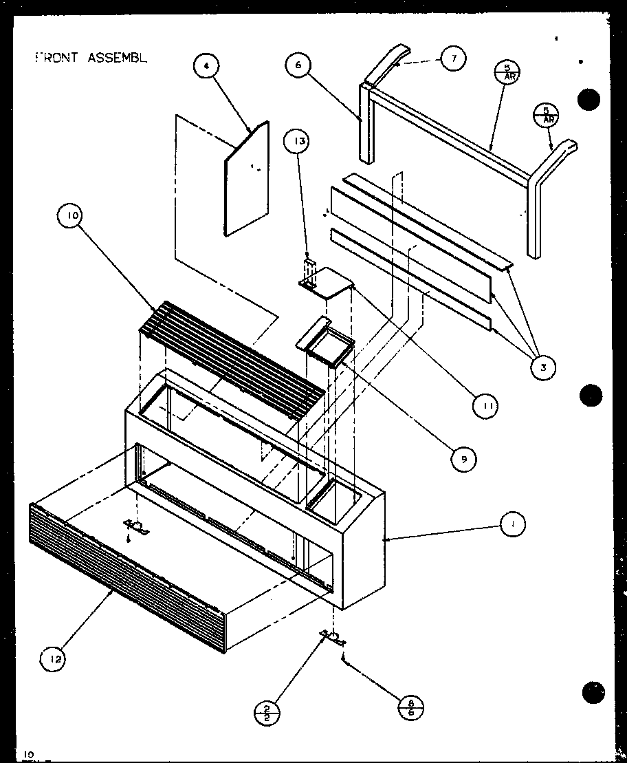 Amana PTH09300FR/P1103401R front assembly (pth07300er/p9882601r) (pth07400er/p9872101r) diagram