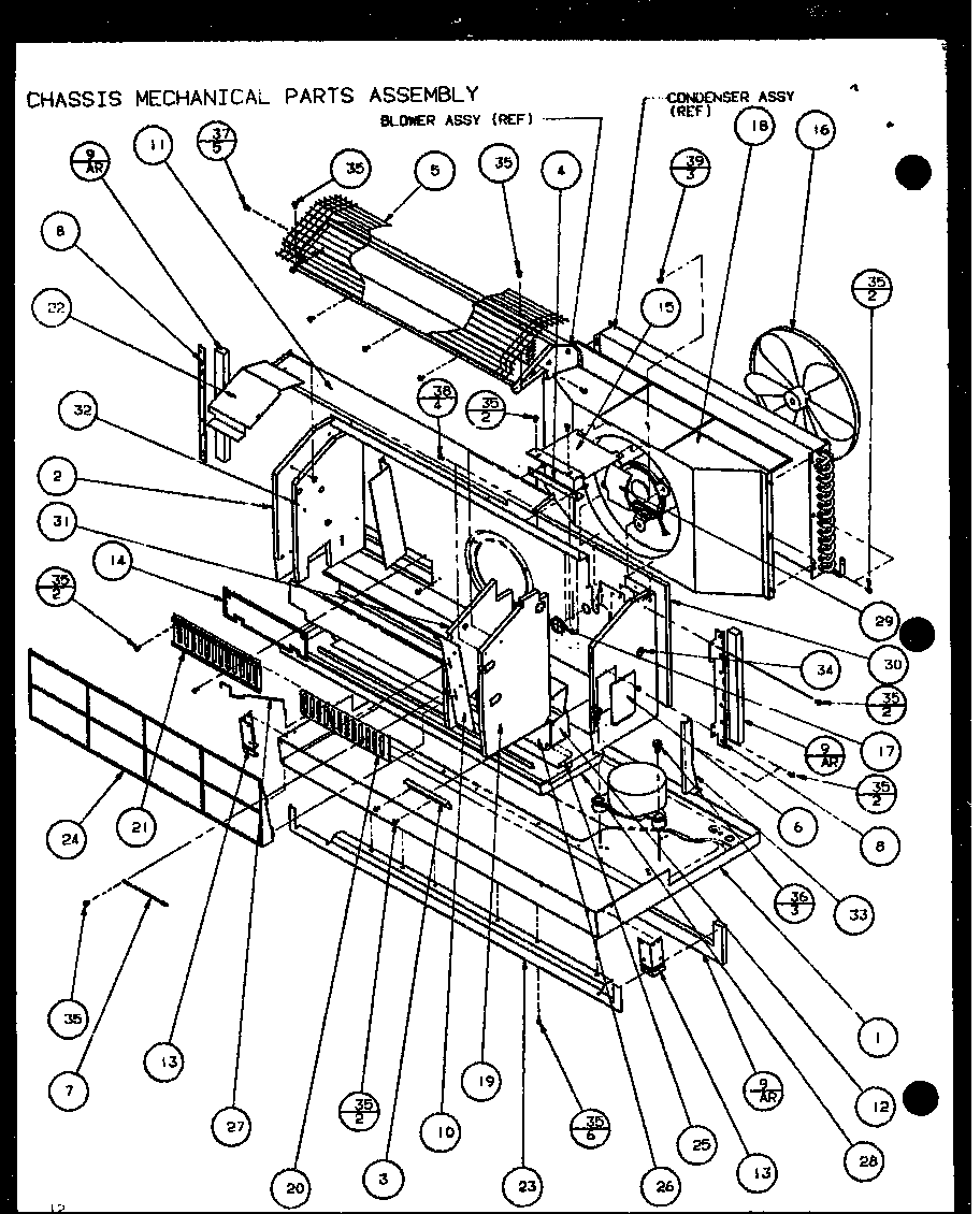 Amana PTH09300FR/P1103401R chassis mechanical parts assembly (pth07400er/p9872101r) (pth07300er/p9812601r) diagram