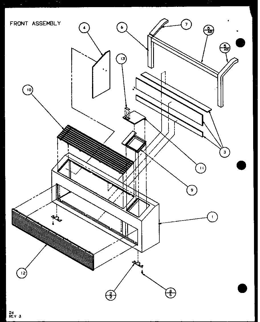 Amana PTH09300FR/P1103401R front assembly (pth09300er/p9812608r) (pth09400er/p9872108r) diagram