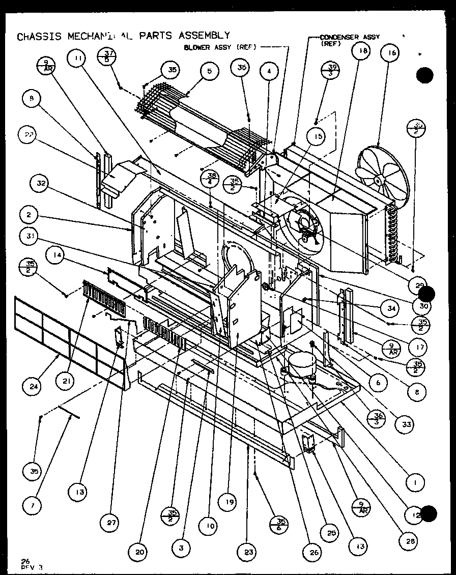Amana PTH09300FR/P1103401R chassis mechanical parts essembly (pth09300er/p9812608r) (pth09400er/p9872108r) diagram