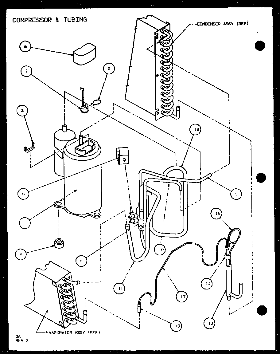 Amana PTH09300FR/P1103401R compressor & tubing (pth09300er/p9812608r) (pth09400er/p9872108r) diagram