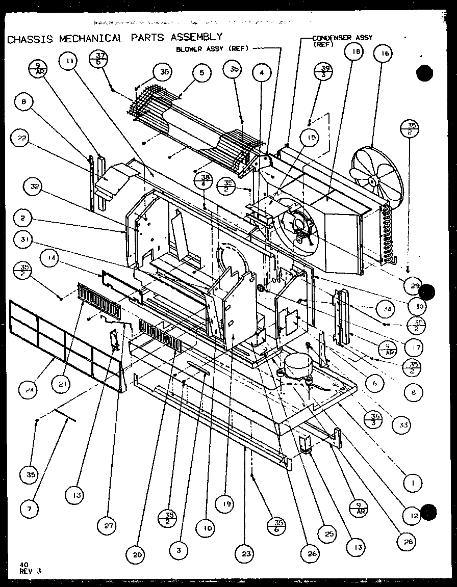 Amana PTH09300FR/P1103401R chassis mechanical parts assembly (pth09300fr/p1103401r) (pth09400fr/p1103501r) diagram
