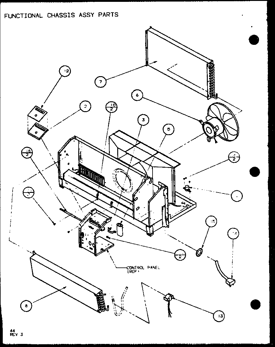 Amana PTH09300FR/P1103401R functional chassis assy parts (pth09300fr/p1103401r) (pth09400fr/p1103501r) (pth12300er/p9812615r) diagram