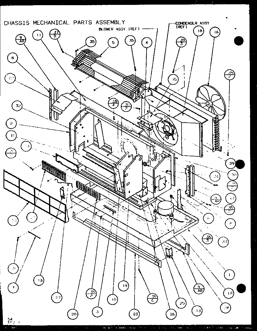 Amana PTH09300FR/P1103401R chassis mechanical parts assembly (pth12300er/p9812615r) (pth12400er/p9872115r) diagram