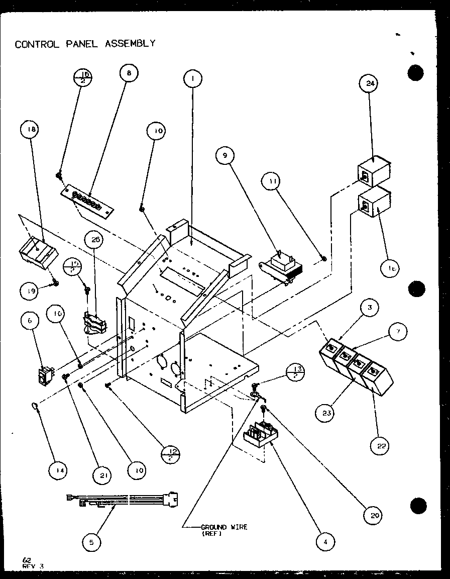 Amana PTH09300FR/P1103401R control panel assembly (pth12300er/p9812615r) (pth12400er/p9872115r) diagram