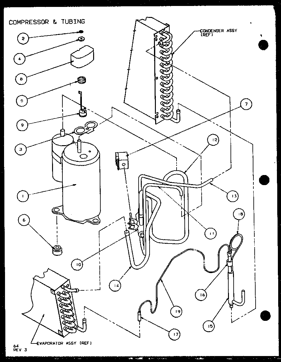 Amana PTH09300FR/P1103401R compressor & tubing (pth12300er/p9812615r) (pth12400er/p9872115r) diagram
