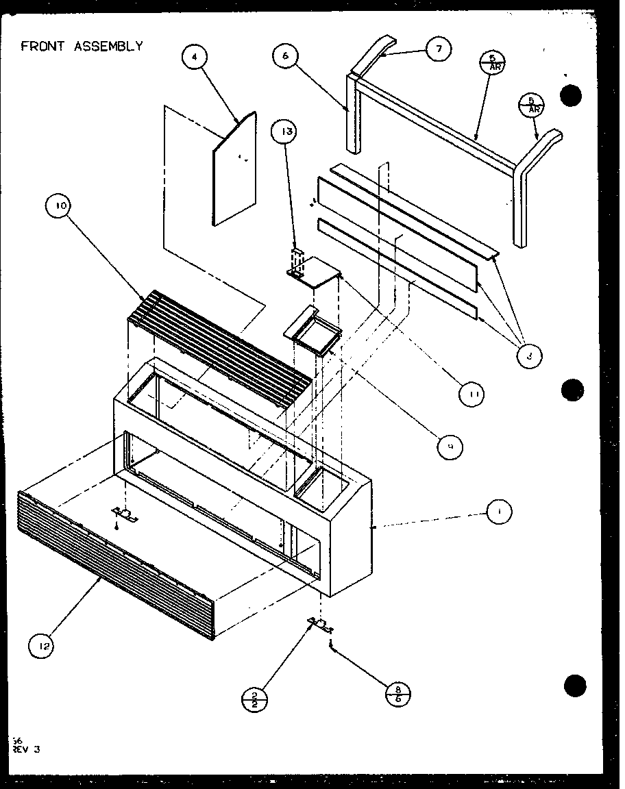 Amana PTH09300FR/P1103401R front assembly (pth12300er/p9812629r) (pth12400er/p9872129r) diagram