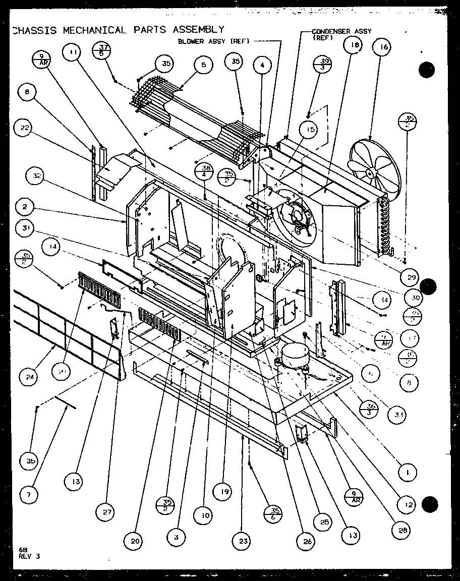 Amana PTH09300FR/P1103401R chassis mechanical parts assembly (pth12300er/p9812629r) (pth12400er/p9872129r) diagram