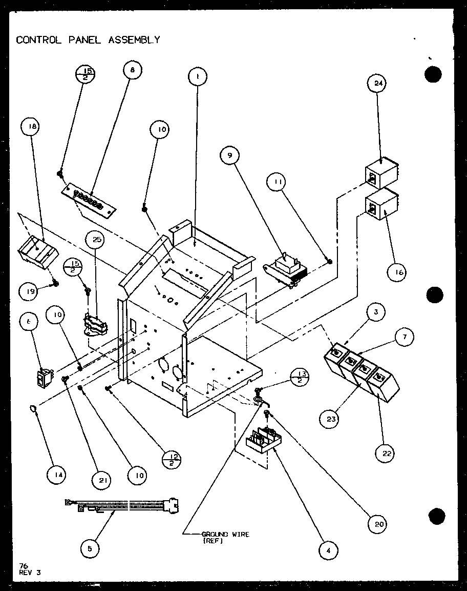 Amana PTH09300FR/P1103401R control panel assembly (pth12300er/p9812629r) (pth12400er/p9872129r) diagram