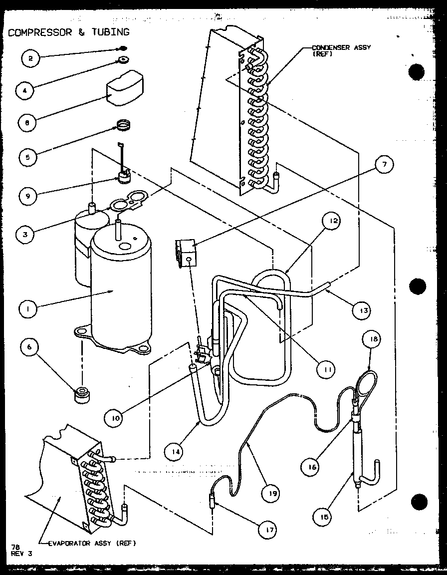 Amana PTH09300FR/P1103401R compressor & tubing (pth12300er/p9812629r) (pth12400er/p9872129r) diagram