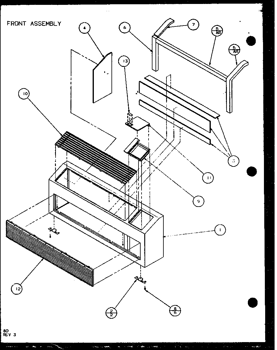 Amana PTH09300FR/P1103401R front assembly (pth15300er/p9812622r) (pth15400er/p9872122r) diagram