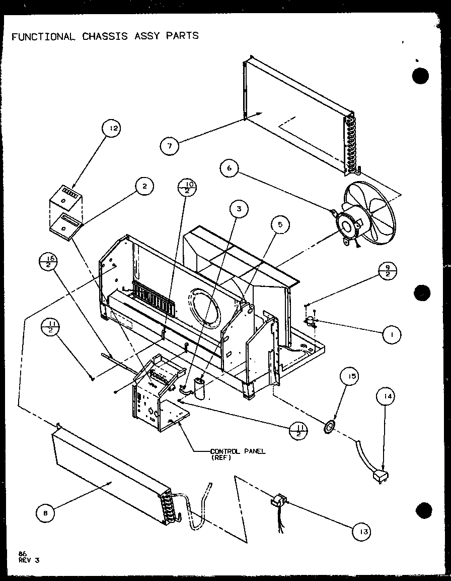 Amana PTH09300FR/P1103401R functional chassis assy parts (pth15300er/p9812622r) (pth15400er/p9872122r) diagram