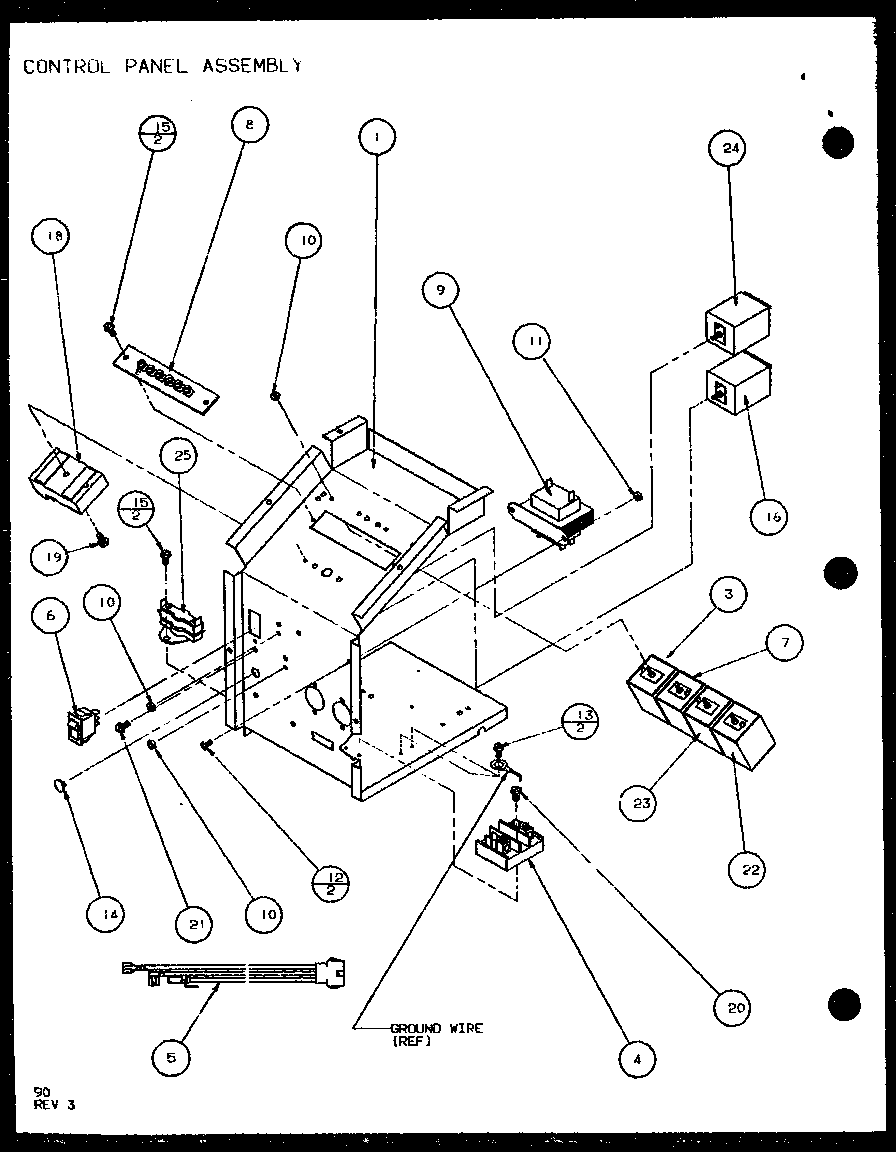 Amana PTH09300FR/P1103401R control panel assembly (pth15300er/p9812622r) (pth15400er/p9872122r) diagram